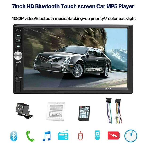 Din Car BT MP5 Player Stereo-Pantalla táctil de 7 pulgadas Doble Din Car BT MP5 Player Stereo FM Radio Support Reverse Player//WMA//USB//SD//Auxiliary Input//Receptor//Rear View Backup Camera